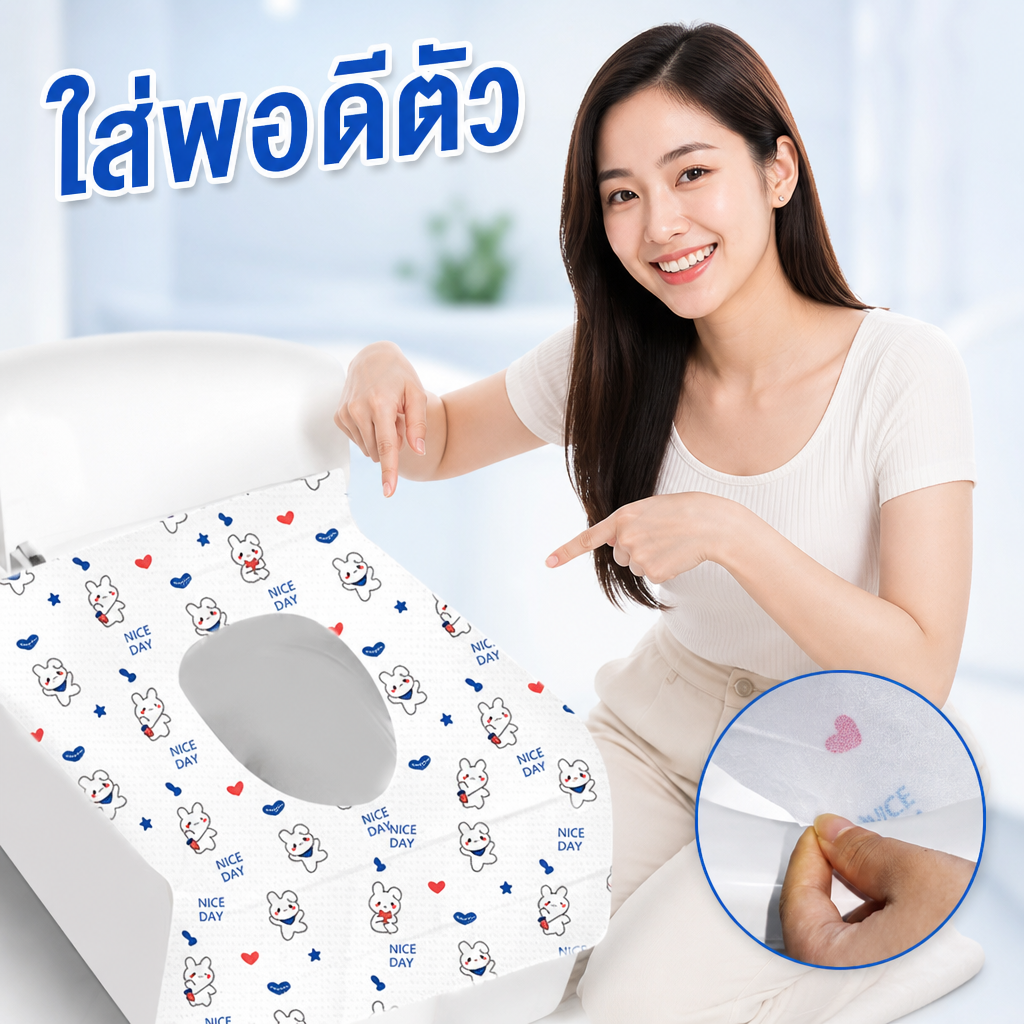 แผ่นรองนั่งชักโครกใช้แล้วทิ้ง กันน้ำ พกพาสะดวก สำหรับเดินทางและโรงแรม