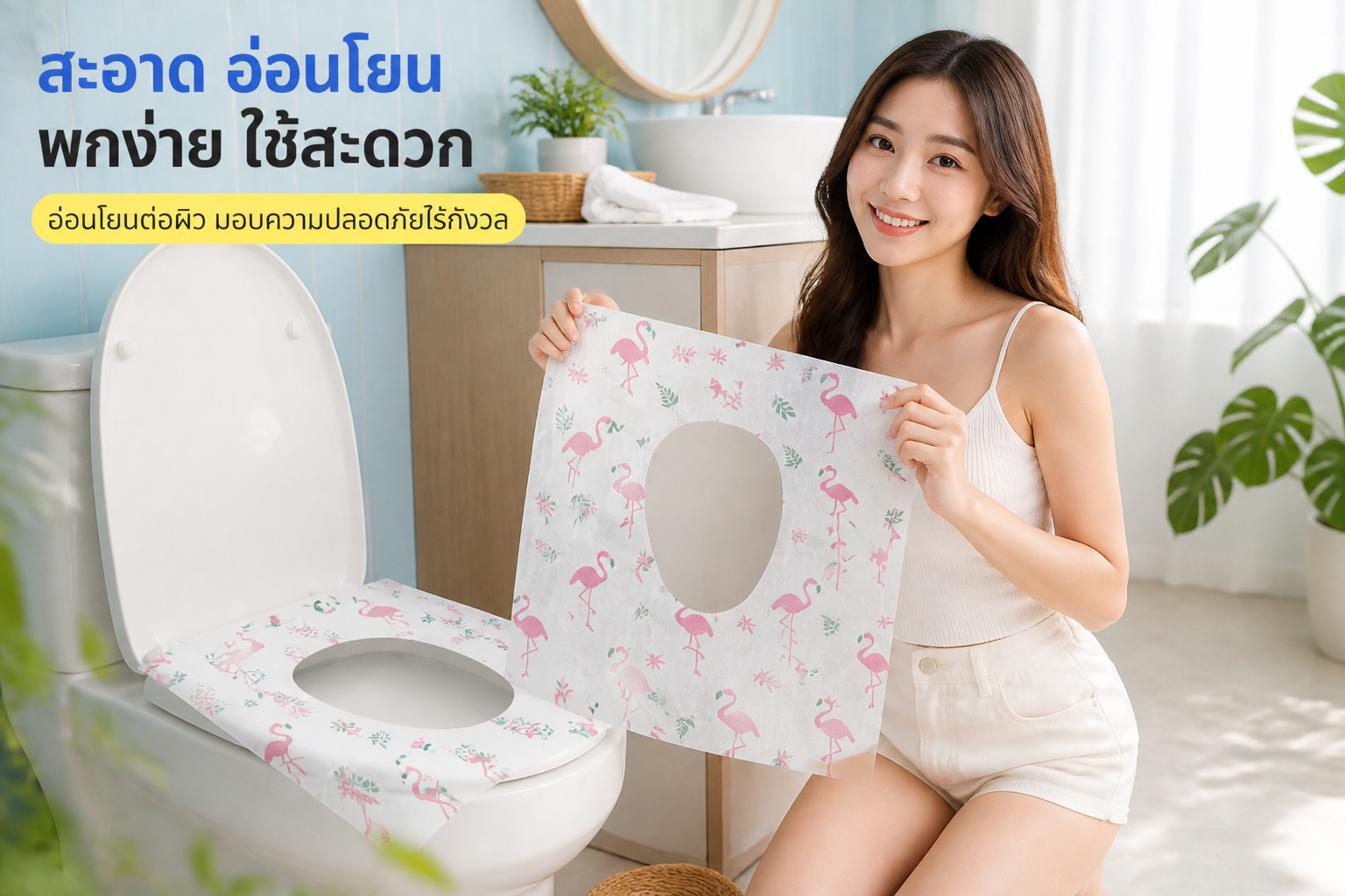 แผ่นรองนั่งชักโครกใช้แล้วทิ้ง กันน้ำ พกพาสะดวก สำหรับเดินทางและโรงแรม