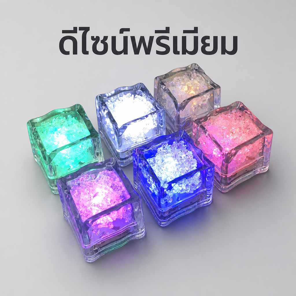 ก้อนน้ำแข็ง LED เปลี่ยนสีเมื่อโดนน้ำ