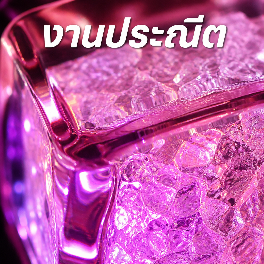 ก้อนน้ำแข็ง LED เปลี่ยนสีเมื่อโดนน้ำ