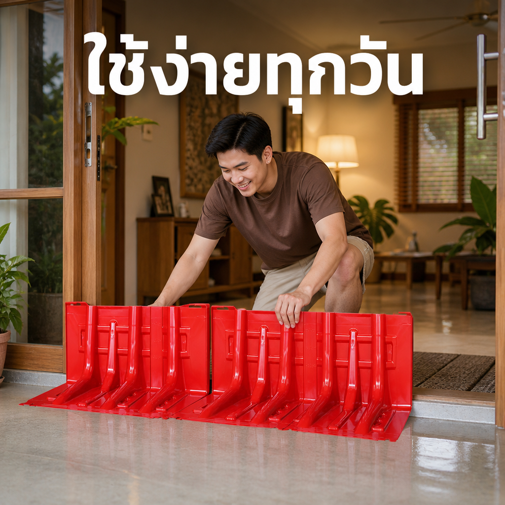แผงกั้นน้ำท่วมพลาสติกแบบต่อได้ รูปตัวแอล เคลื่อนย้ายสะดวก สำหรับบ้านและโกดัง