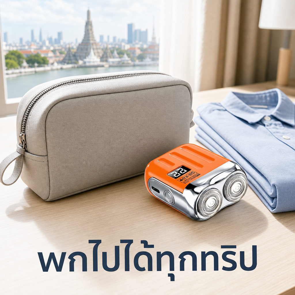 มีดโกนไฟฟ้าพกพา โกนเกลี้ยงเนียนไว ใบมีดแม่เหล็ก อึดนาน 180 วัน