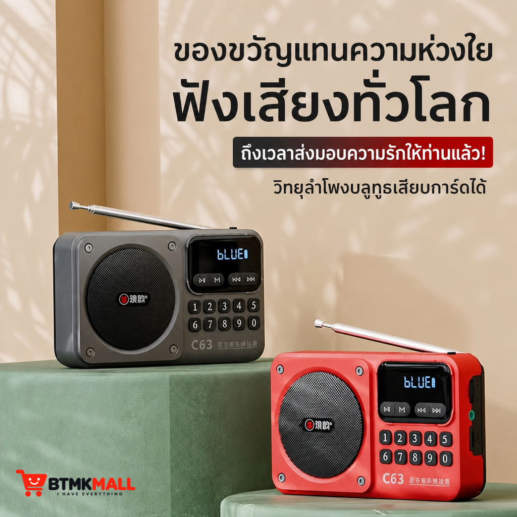 วิทยุ Langyun รุ่น C63s เครื่องเล่นเพลงดิจิทัลพกพา รองรับบลูทูธและเสียบแฟลชไดรฟ์ได้